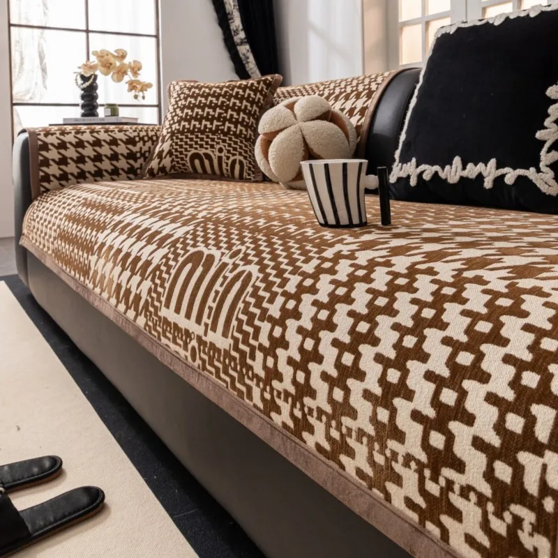 شوباكفير 2025 جديد الشنيل كل موسم أريكة مربعة الشكل العالمي أريكة حصيرة وسادة مسند الذراع غرفة المعيشة الأريكة الغلاف أريكة كيس وسادة