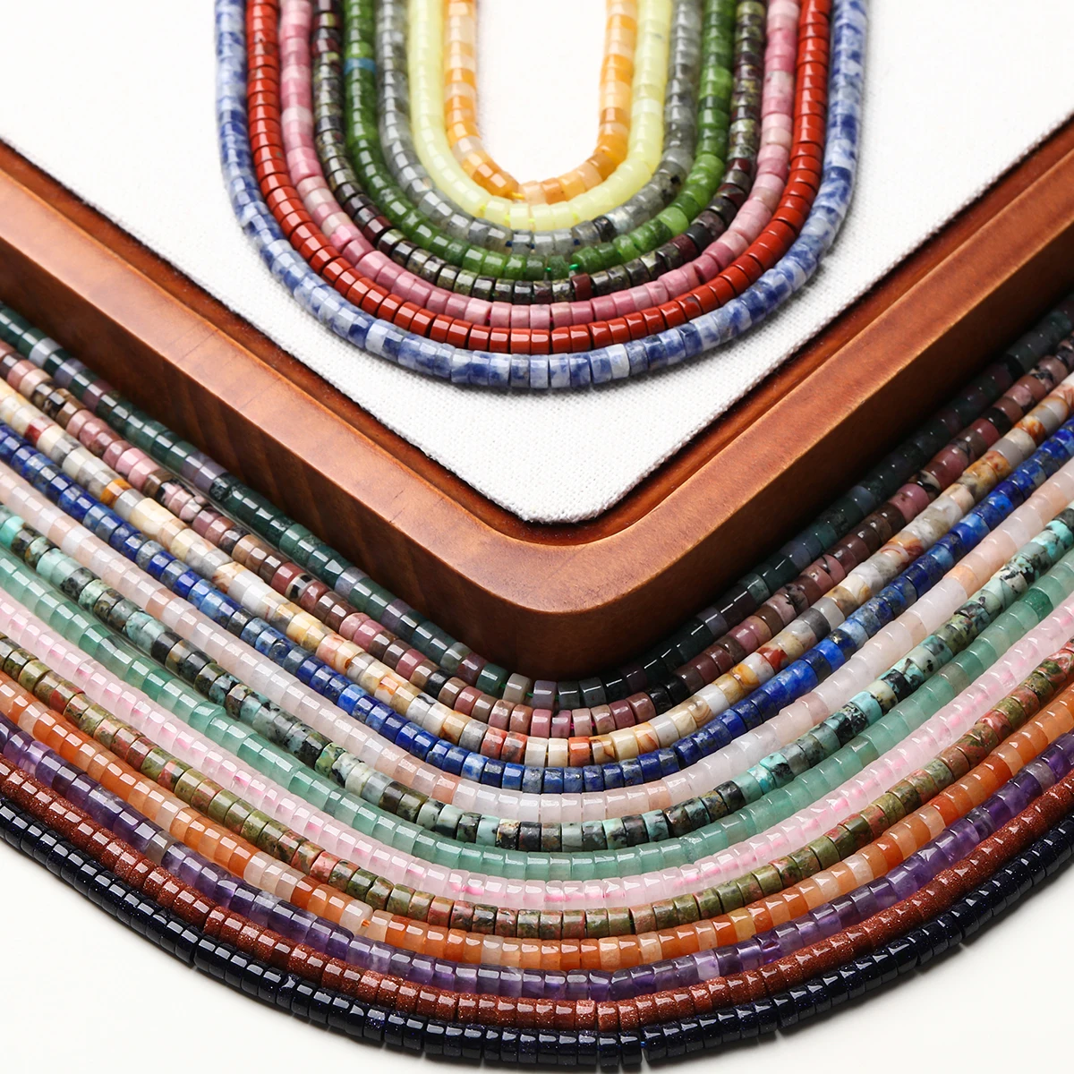 4*2mm Naturstein-Flachperlen aus Quarz, Jaspis und Achat, lose Spacer-Heishi-Perlen für die Schmuckherstellung, DIY-Armband, Halskette, 15" – Detail 4