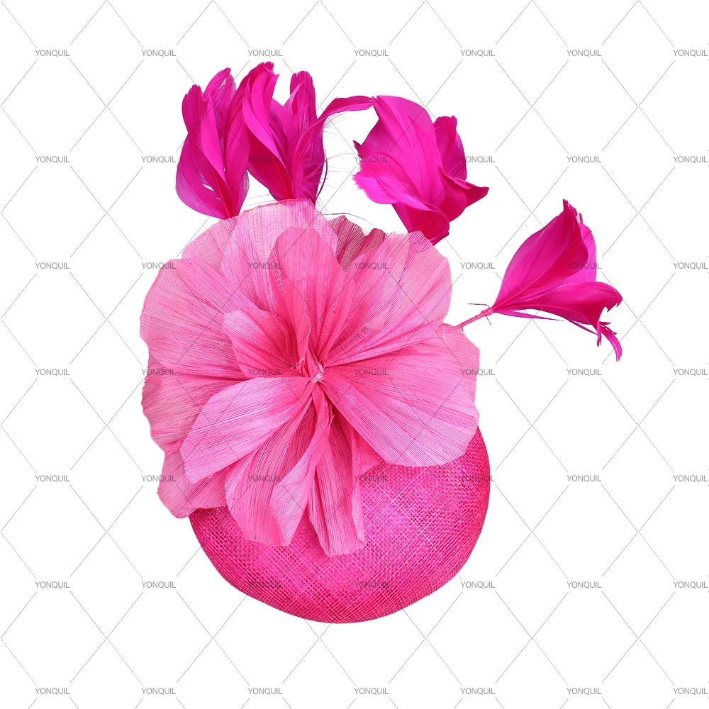 

Women's High-Quality Sinamay Silk-Linen Fascinator Hat with Flower Hair bands Cocktail Wedding Bride Hair Accessories Headwear