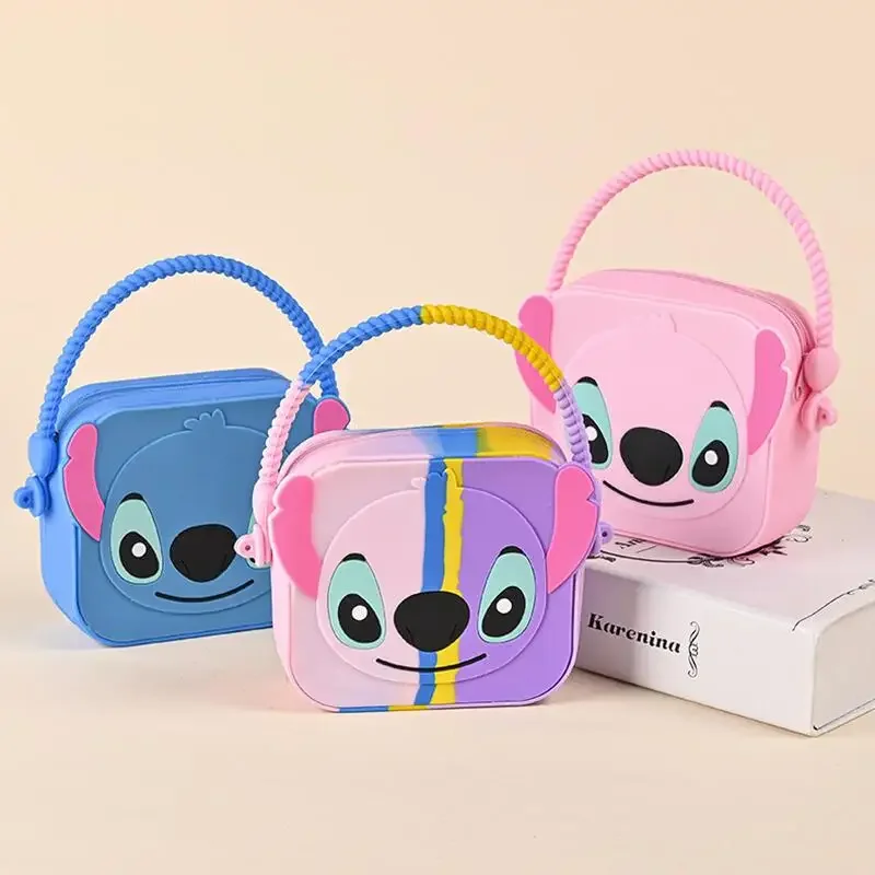 Disney Stitch Coin Purse Miniso Anime Cartoon Cute Stitch Silica Gel Bluetooth Headset Messenger Bag Girls Holiday Gifts