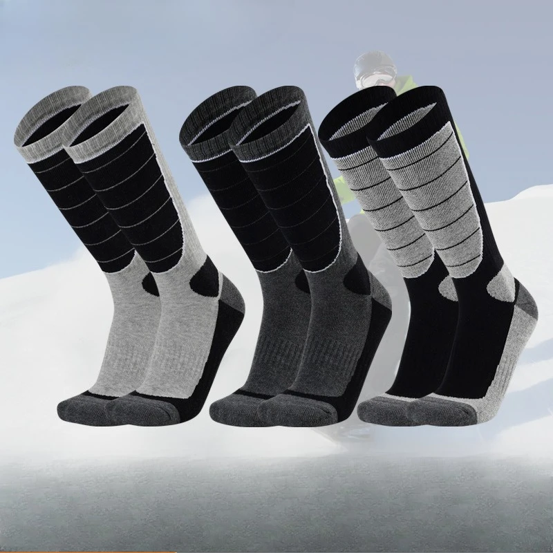 1 Pair Unisex Professional Ski Socks–Fall/Winter Thermal Warmth|Moisture-Wicking&Versatile Style|Plush Terry Sole for Skiing