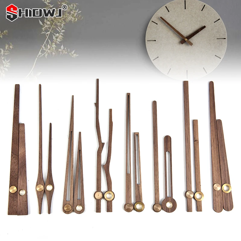 Solid Wooden DIY Wall Clock Hands Repair Parts Tools Home Decor Walnut Wood Quartz Clock Pointers Suitable for 12 inch Clocks