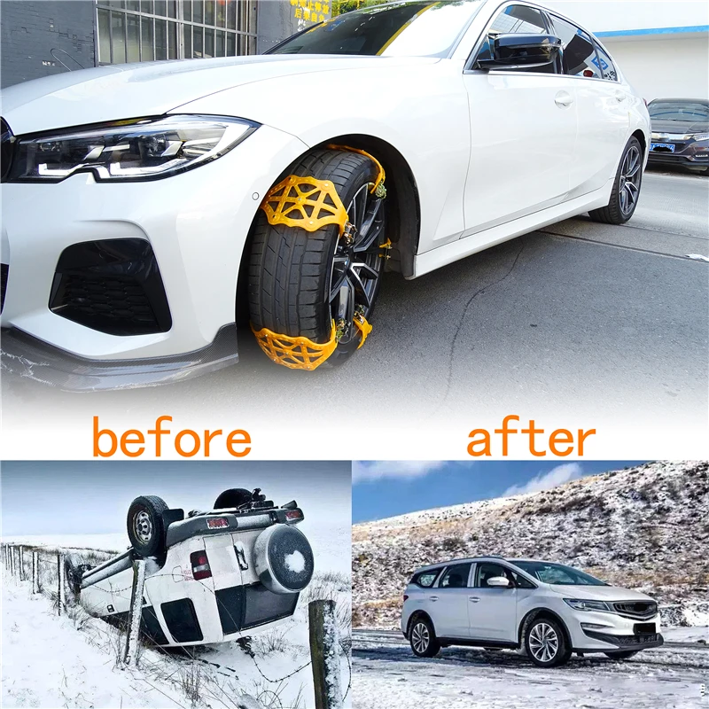 5 Pcs/Set Universal Car Wheel Anti-skid Chain Winter Outdoor Snow Road Anti-Slip Wear-resistant Safety TPU Steel Tyre Tire Chain