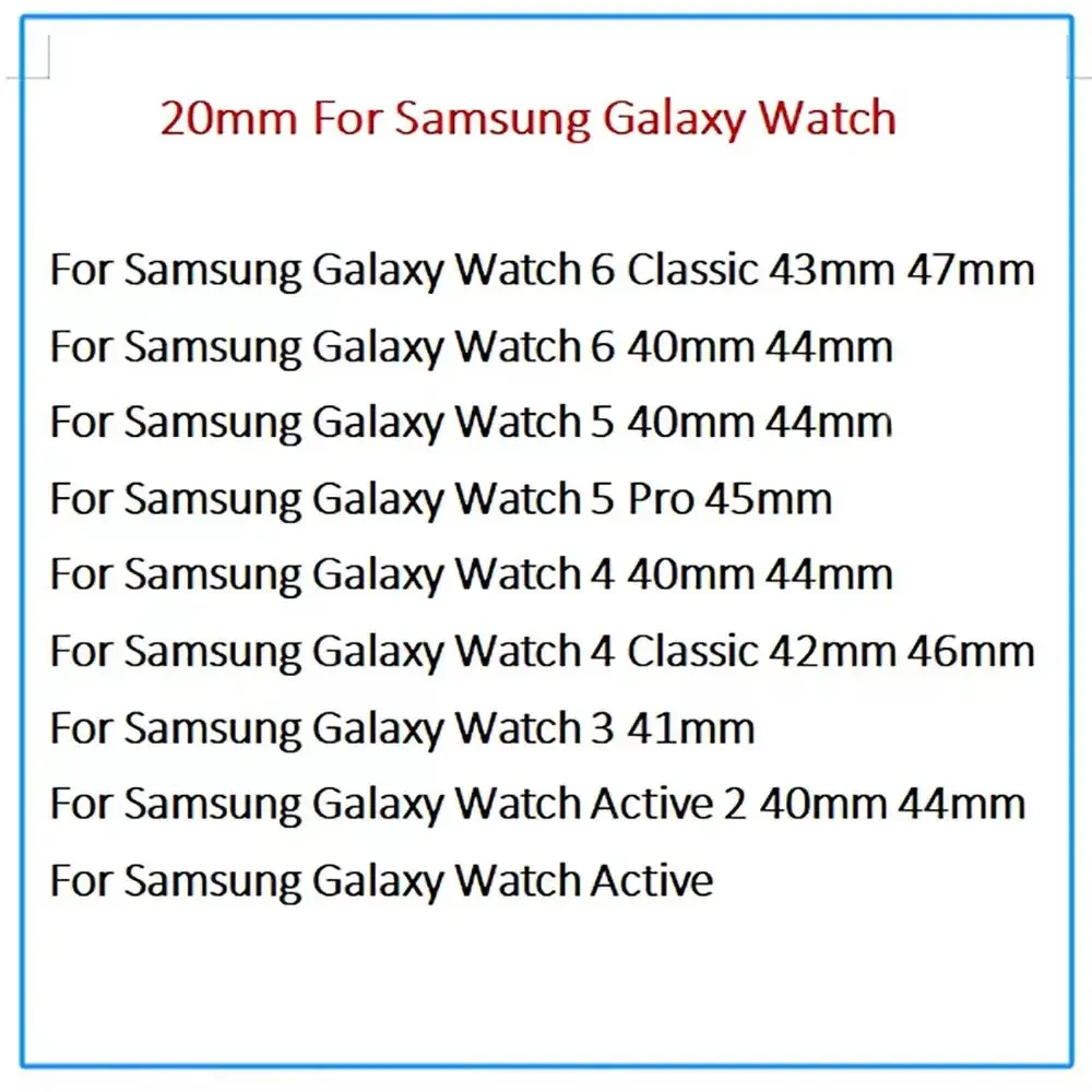 20mm PU Leather Band For Samsung Galaxy Watch 7 6 5 4 44mm 40mm 5 pro 45mm Strap Galaxy Watch 6 Classic 47mm 43mm Bracelet