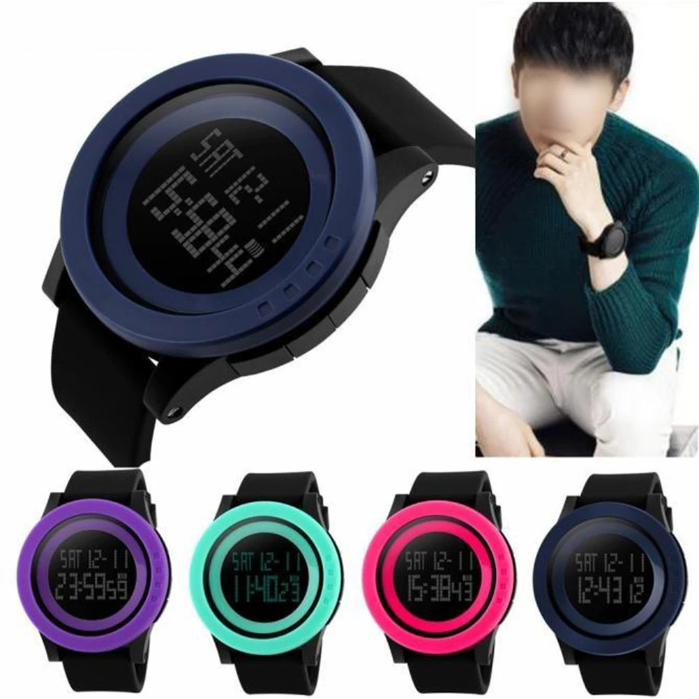 

Simple Design Men's Waterproof LED Digital Electronic Watch Multifunction Calendar Alarm Stopwatch Black