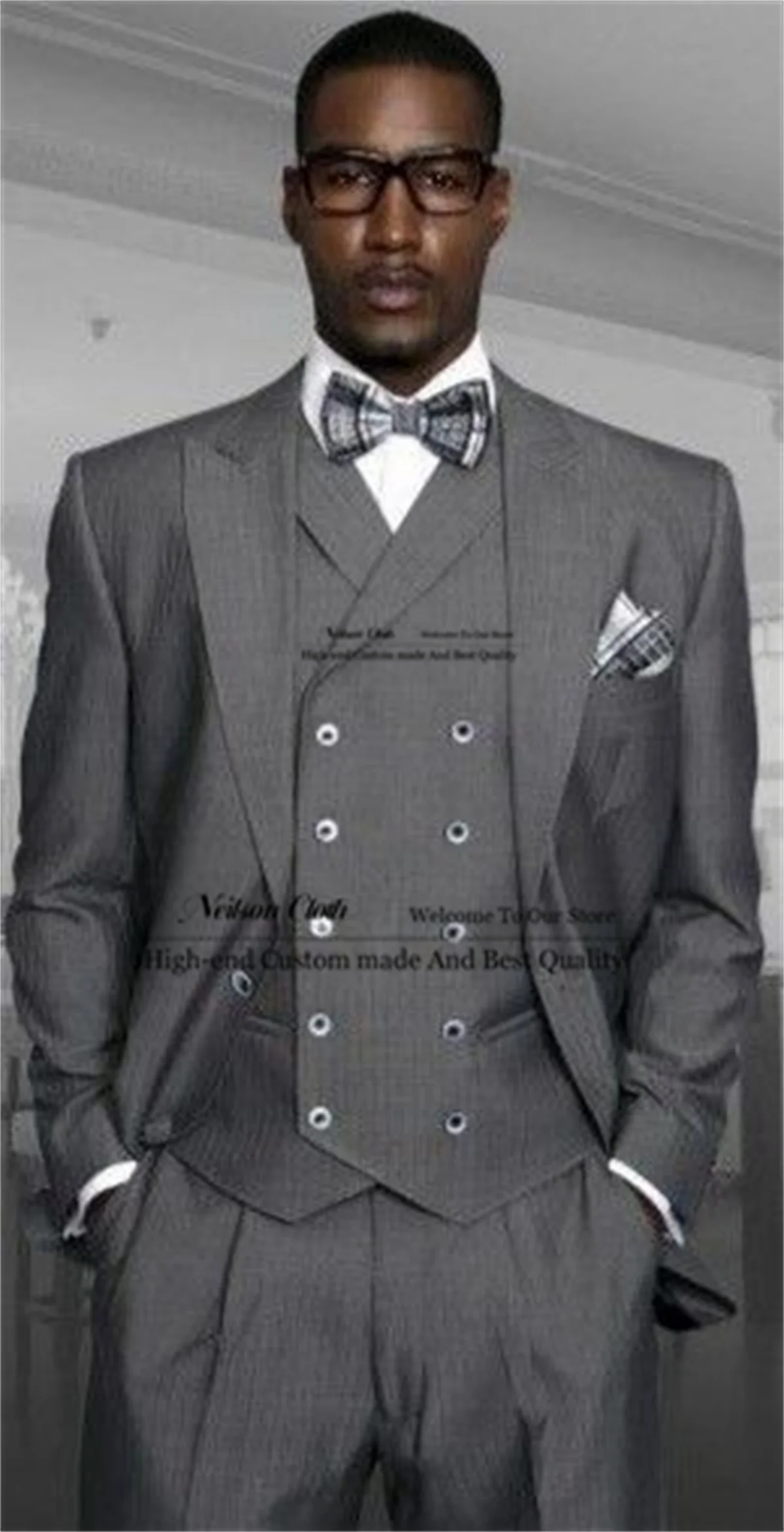 

Formal Solid Grey Male Prom Blazers 3 Pcs Sets Peaked Lapel Groom Wedding Tuxedos Business Customized Slim Fit Terno Masculino