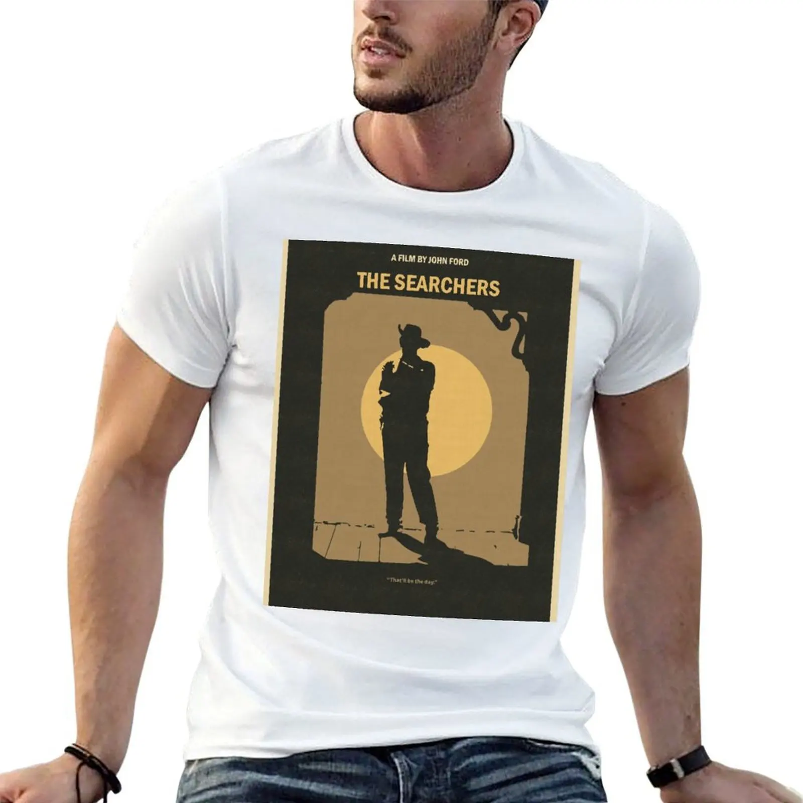 

T-Shirt man cotton heavy t t for Poster graphic shirt Minimalist Searchers man shirts The man Movie shirt t cotton 1956