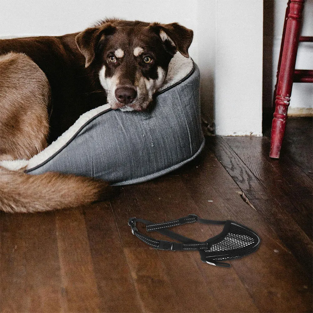 

Dog Muzzle Soft Mesh Breathable Adjustable Pet Mask for Large Dogs Safety Mouth Cover Black Basket muzzle for dog pet supplies