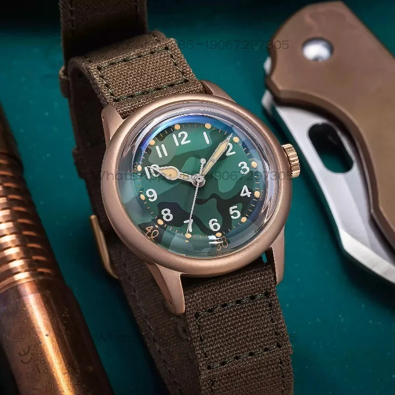 Bronze watch, dial diameter 36mm, retro style watch, trendy men's watch