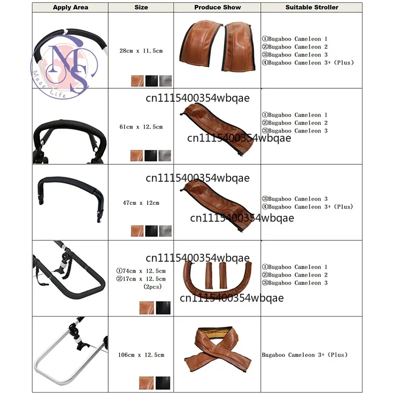 ZOCI-FOR-Pram Armrest PU Leather Handle Protective Cover for Stroller