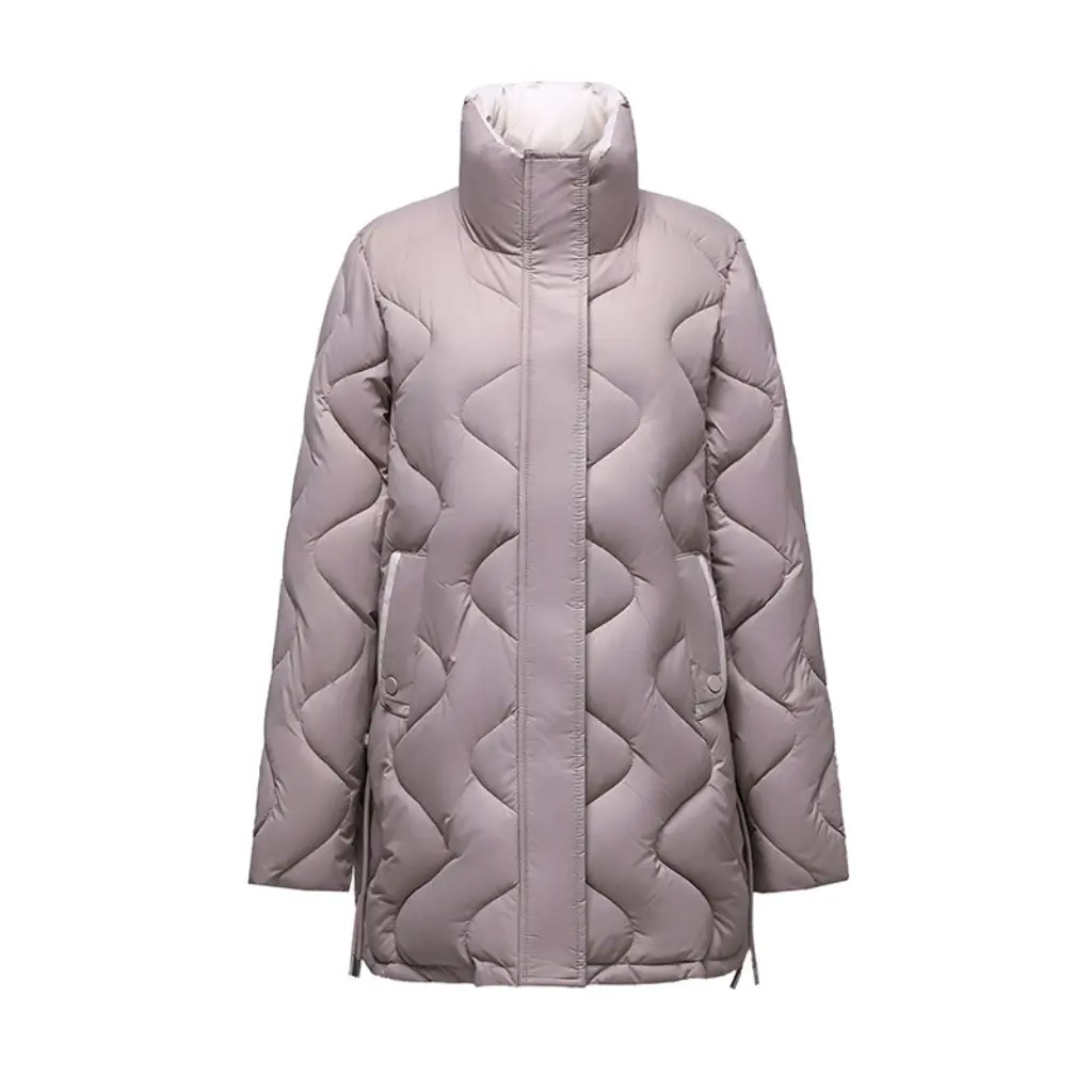 

Women's Large Cotton-Padded Jacket Mid-Length Winter Thickened Coat Casual Fashion Bright Surface Stand Collar No Wash Needed