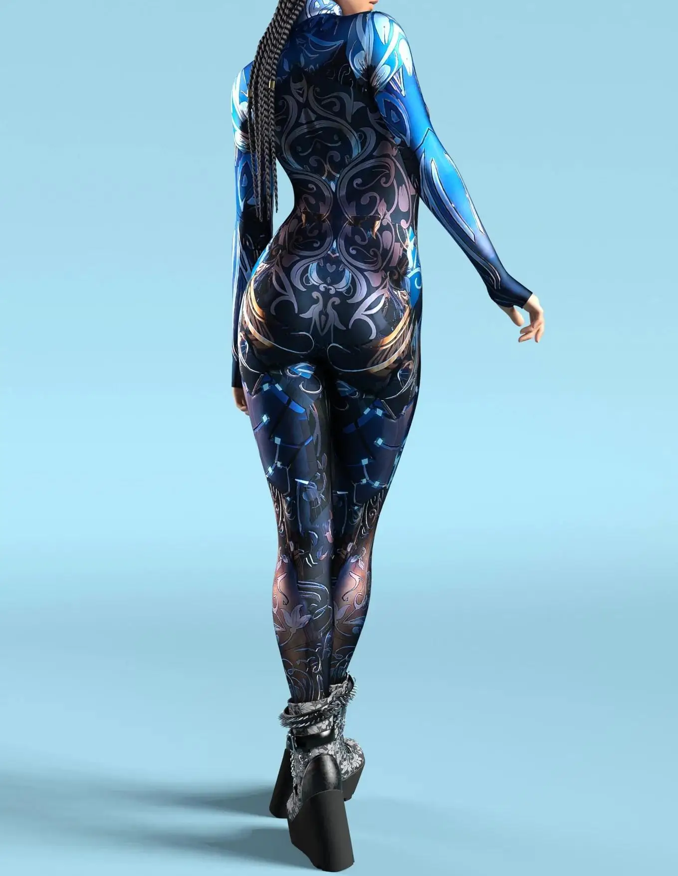 Cooles mechanisches Rüstungs-Cosplay-Kostüm für Frauen, Punk-Bodysuit, elastischer Jumpsuit für Feiertagspartys, ausgefallene Aerial-Yoga-Auftritte, Catsuit – Detail 32