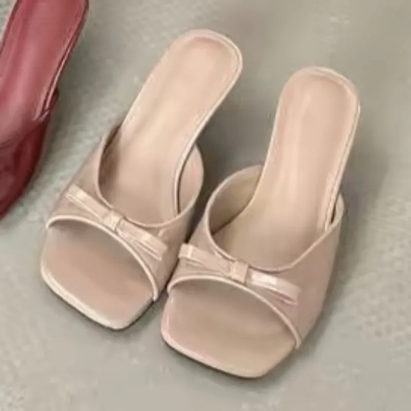 2025French Women's Summer New Style Versatile Fashion Square Head Open Toe Flip Flops Flat Bottom Outdoor Wear Sandals Plus Size