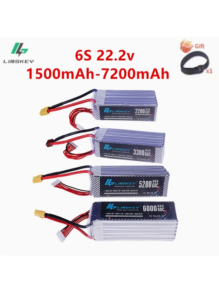 Batterie LIPO 6S 22.2V RC Lipo 1500mah 1800mah 2200mah 2800mah 3000mah 5200mAh 6000mAh XT60 T prise pour voiture RC bateau hélicoptère
