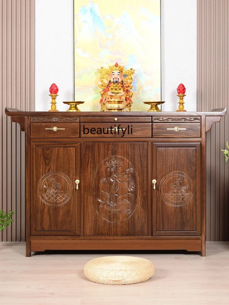 New Chinese Style Prayer Altar Table Solid Wood Altar Incense Burner Table Household Altar Cabinet Incense   Buddha