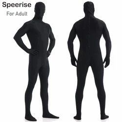 Speerise Adult Spandex Full Body Zentai for Halloween Men Nylon Black Bodysuit Cosplay Suit One Piece Costumes Green Unitard