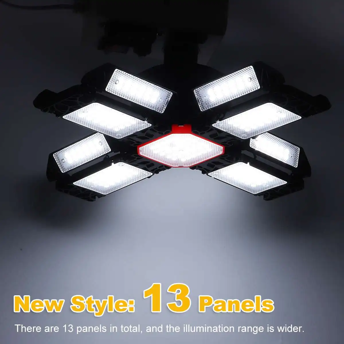 350 واط E27 تشوه ورشة عمل مستودع ضوء السقف 6500 كيلو 85-265 فولت جديد LED مصباح المرآب 13 لوحة مصباح صناعي قابل للطي