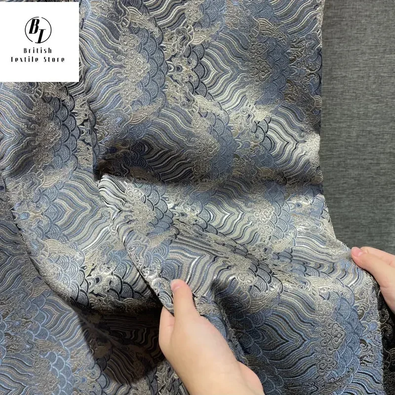 Modern Chinese Style Jacquard Sea Tide Pattern High Precision Curtains For Living Room Bedroom Dining Luxury Villa Window Drapes