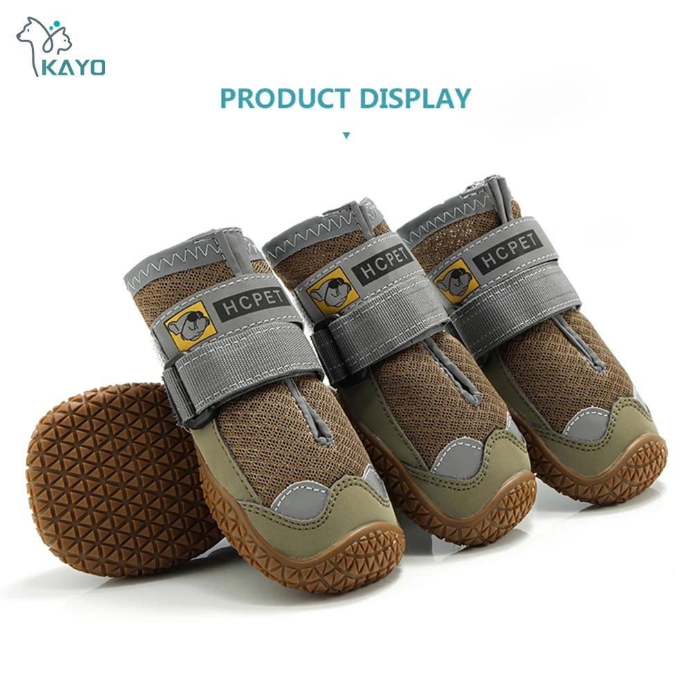 4Pcs Pet Dog Shoes Waterproof Reflective Anti‑Slip Booties Warm Snow Rain Protective Footwear For Medium Large Dogs