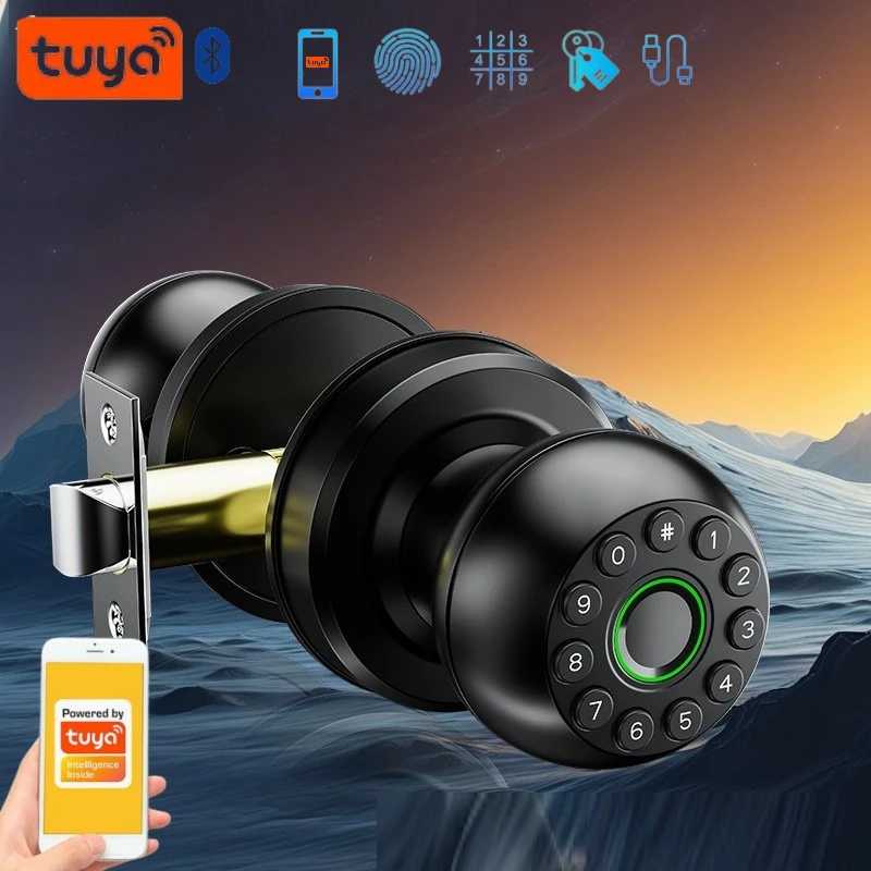 

Приложение Tuya/smart Life, разблокировка, умный дверной замок, замок с отпечатком пальца, сферический замок для деревянной двери, безопасный вход без ключа, замки с паролем