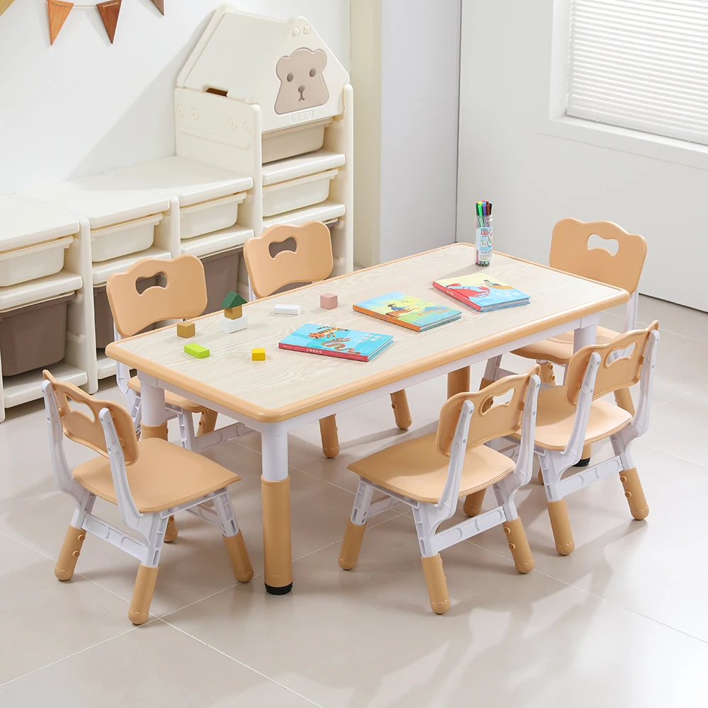 

Kids Daycare Furniture Study Desk Chairs Set Height Adjustable Toddler Table and Chair for Kids Graffiti Desktop Children Table