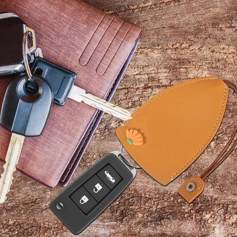 Car Key Holder Creative Pull-out Cute Large-capacity Car Key Case PU Leather Handmade Portable Car Key Case With Keychain Holder