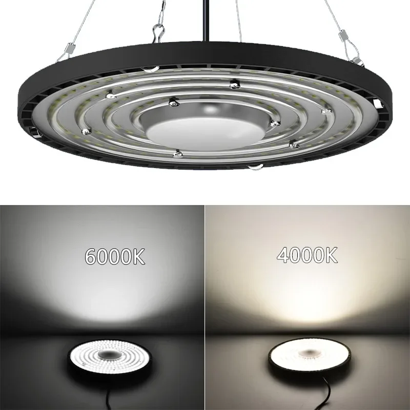 Imagem -02 - Led 100w 150w 200w Ufo Luz de Alta Baía Ac220v Caixa de Alumínio 4000k Luz Neutra 6500k Branco Fresco Ip65 Lâmpada de Iluminação à Prova Dip65 Água