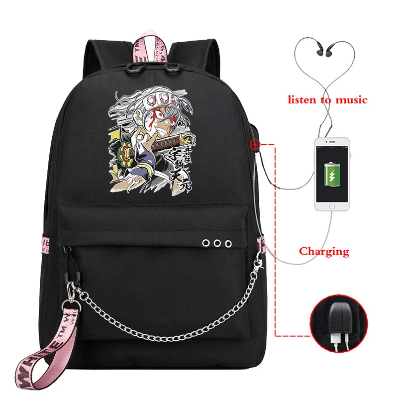 Manga Demon Slayer Backpacks New Fashion Multifunctional Ladies Large Capacity Street Bags Demon Slayer Hip Hop Student Bags