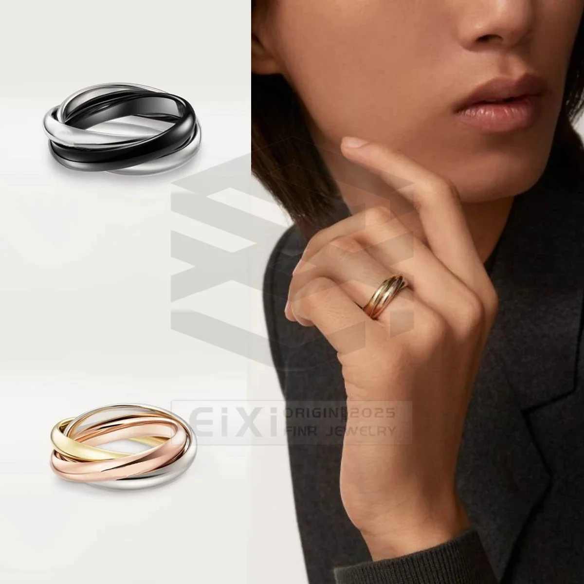 

Fashionable Classic S925 Multi Loop Cross Ring for Men and Women, Party, Workplace Versatile Jewelry - Birthday Gift
