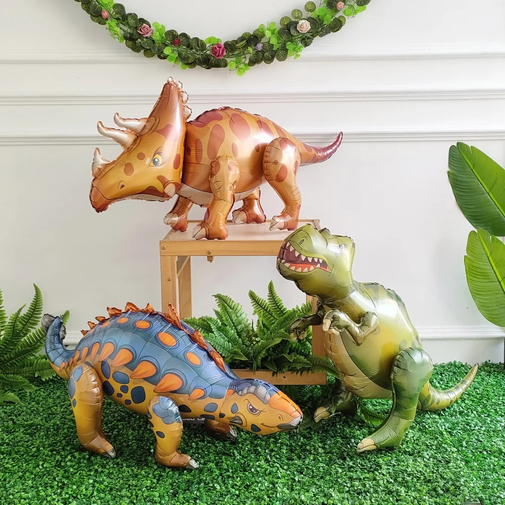 4D Giant Assemble Dinosaur Foil Balloons Animal Balloons Childrens Dinosaur Birthday Party Decorations Balloon Boy Kids Toys