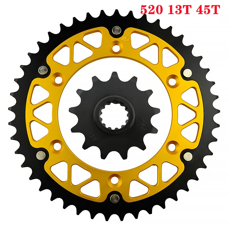 13T 45T-52T 520 Chain Motorcycle Front & Rear Sprocket For SUZUKI DR 250 L DR-Z 250 RM 250 D P J RMX 250 RV 90 DR 350 DR-Z 400