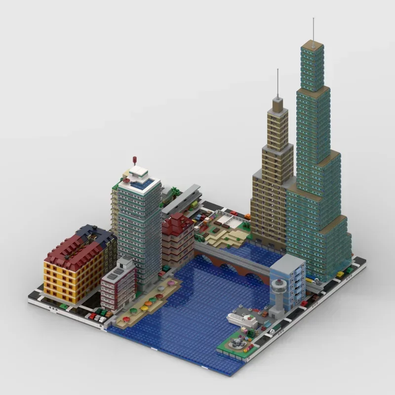 Seria Klocków Konstrukcyjnych City Street Moc 2: 16 Mikro Model Technologiczny Klocki Widok Ulicy DIY Zabawka Konstrukcyjna na Prezent Świąteczny