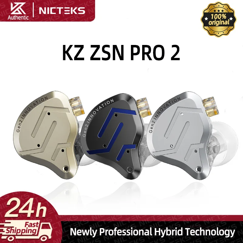 KZ ZSN Pro 2 auriculares metálicos Hybrid Drive 1BA + 1DD In Ear, auriculares de graves HIFI, Monitor, auriculares deportivos con cancelación de ruido y música