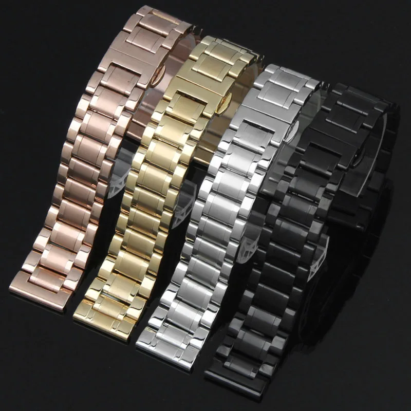 Curved end stainless steel watchband bracelet 16mm 17mm 18mm 19mm 20mm 21mm 22mm 23mm 24mm for Omega breitling Casio watch strap