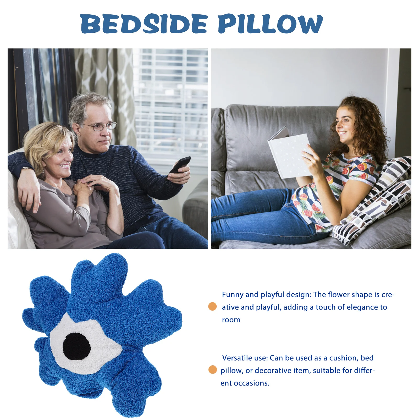 

Pillow Decor Pillows Flower Shape Floor Seat Seating Cushion Shaped Throw Cute Blue