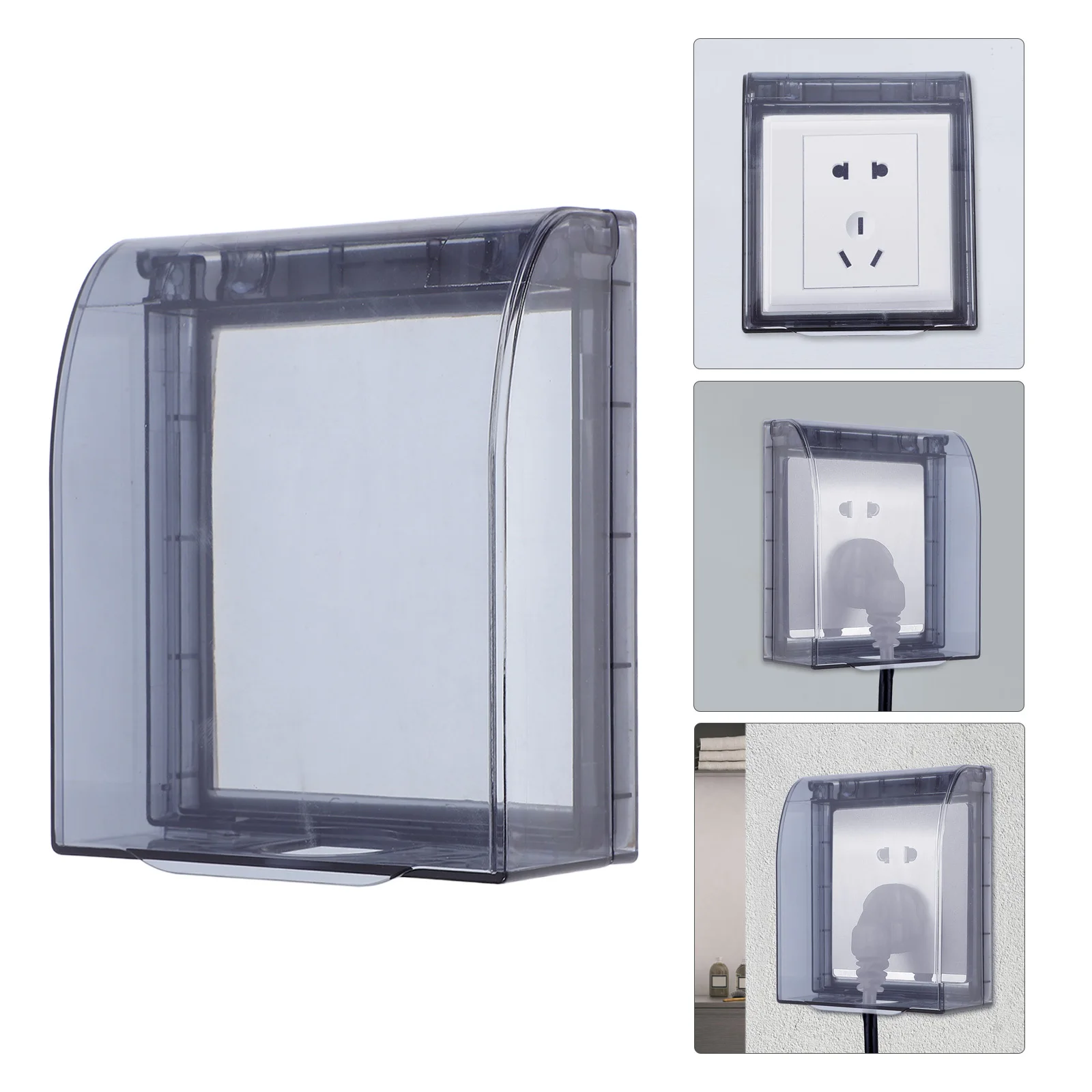 

2pcs Waterproof Outlet Cover 86 Type 12X10.5X4.5Cm Transparent Self-Adhesive Plastic Socket Protector Box For Bathroom Kitchen