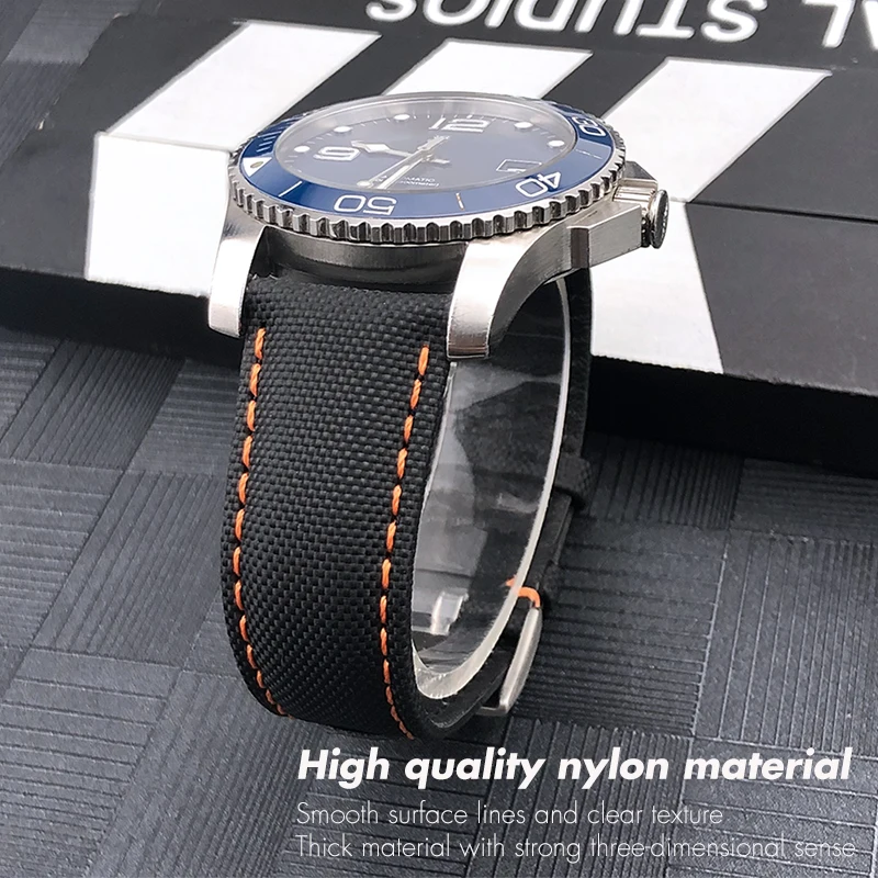 20mm 22mm High Quality Nylon Canvas Watchband for Omega Seamaster Tissot Longines SEIKO SKX 19mm 21mm Leather Bottom Watch Strap