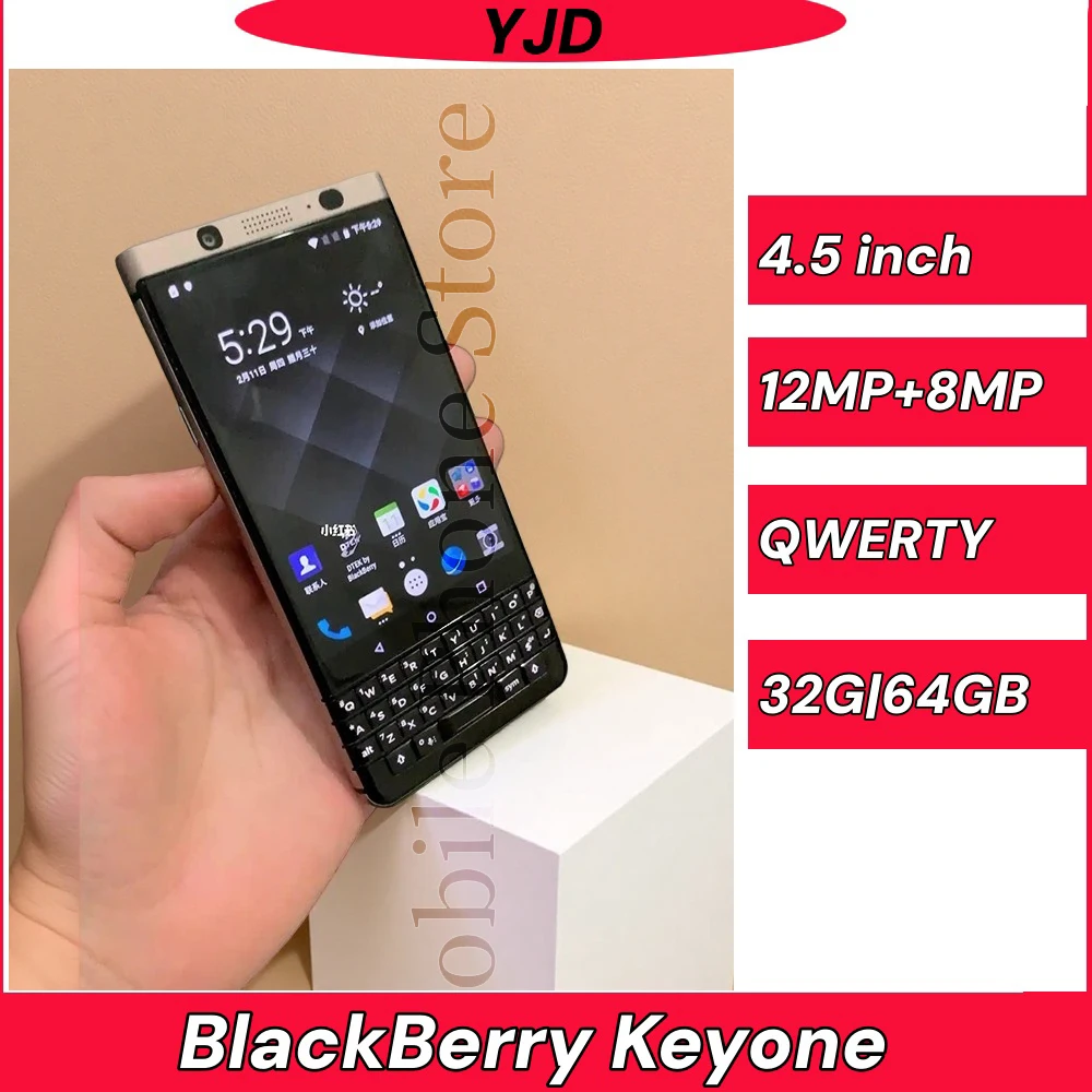 Teléfono Celular BlackBerry Keyone Usado, 97% Nuevo, 32GB/64GB, Key1 4G Desbloqueado, QWERTY, 4.5'', 12MP, Huella Dactilar, Android OS, Bluetooth