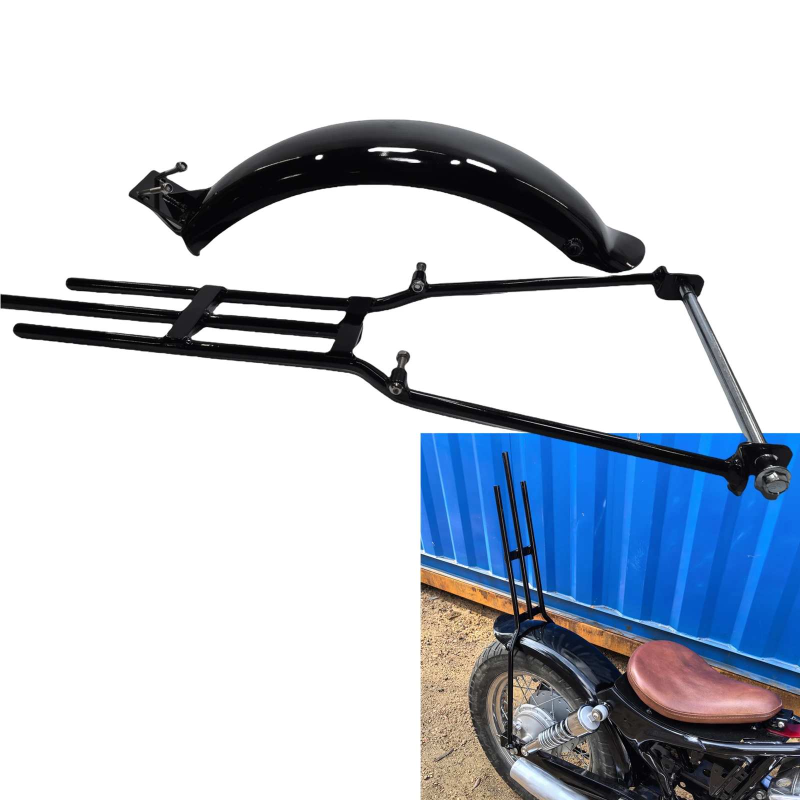 For Yamaha XV250 Motorcycle Rear Fender Plate Mudguard Tail Wheel Mud Guard Flap with Rack Bracket