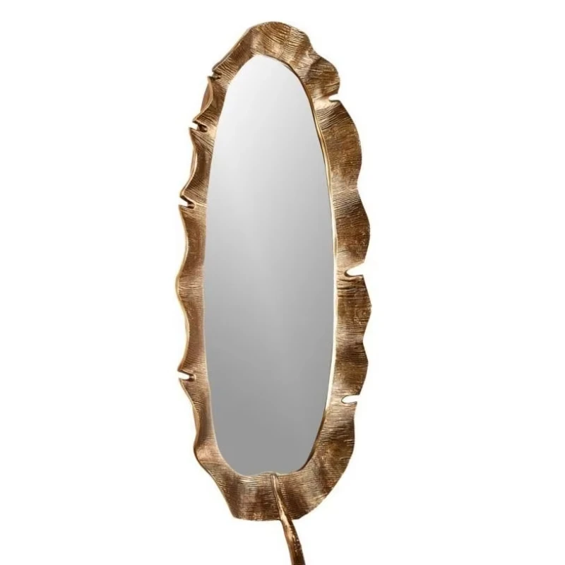 

Antique Medieval Style Makeup Mirror Modern Design Solid Wood Frame Irregular Art Bathroom Wall Mounted Mirror