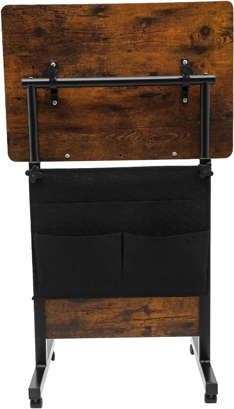 Rolling Computer Standing Desk, Portable Laptop Desk, 16'' x 24'' with Storage Bag Adjustable Height Computer Stand