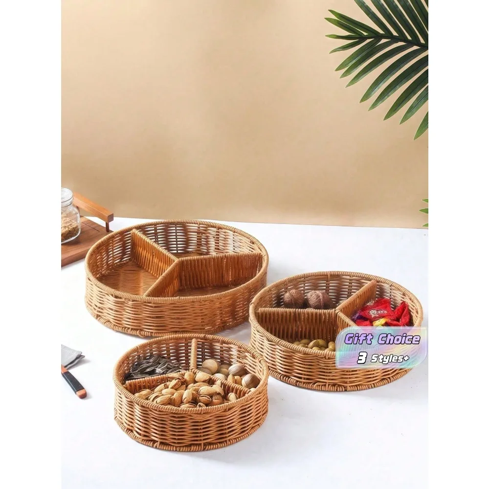 

1pc Handmade Plastic Woven Fruit Storage Basket - Durable, Lightweight, And Organizer For Kitchen, Pantry, Or Dining Table - Perfect For Fruits, Vegetables, Snacks, And Home Decor