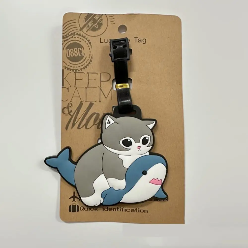 Cute Animal Luggage Tag Shark Cat Accessories Suitcase ID Address Holder Identification Silica Gel Baggage Boarding Tag Travel