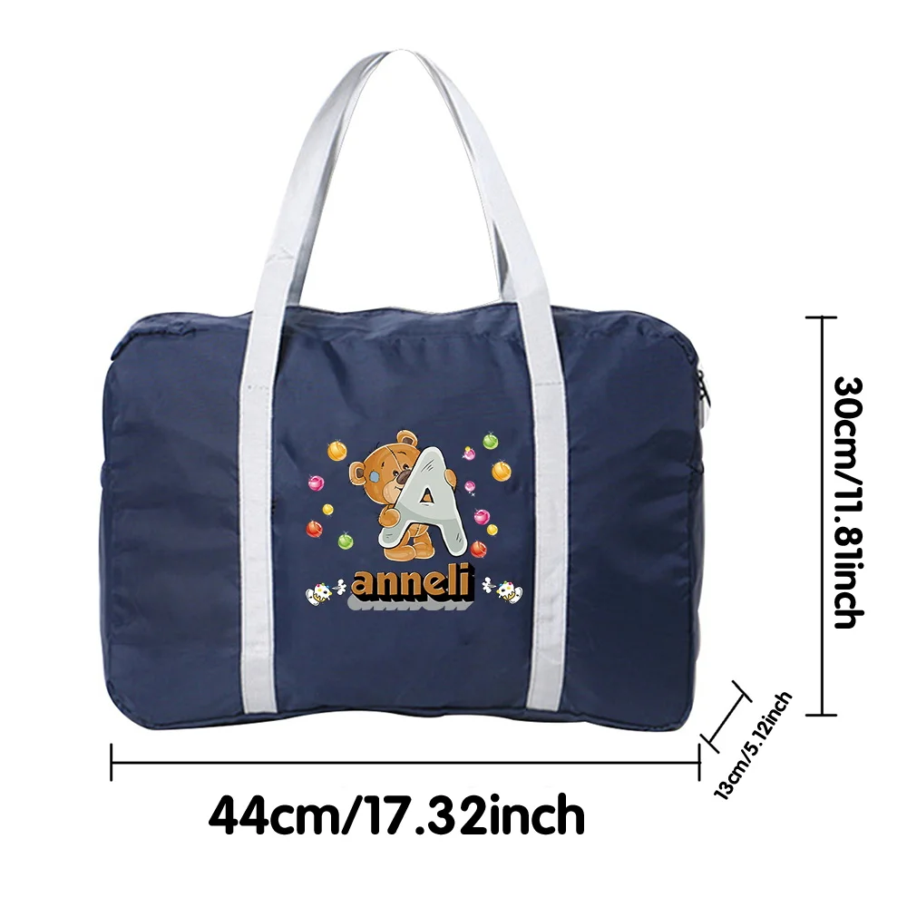 Personalized Customized Name Travel Zipper Handbag Spacious Durable Portable Clothing Storage Pack Foldable Travel Duffel Bag