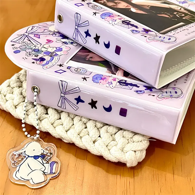 Kawaii sheep photocard holder bag 3inch binder 32pocket mini collect book with keychain Idol photo album