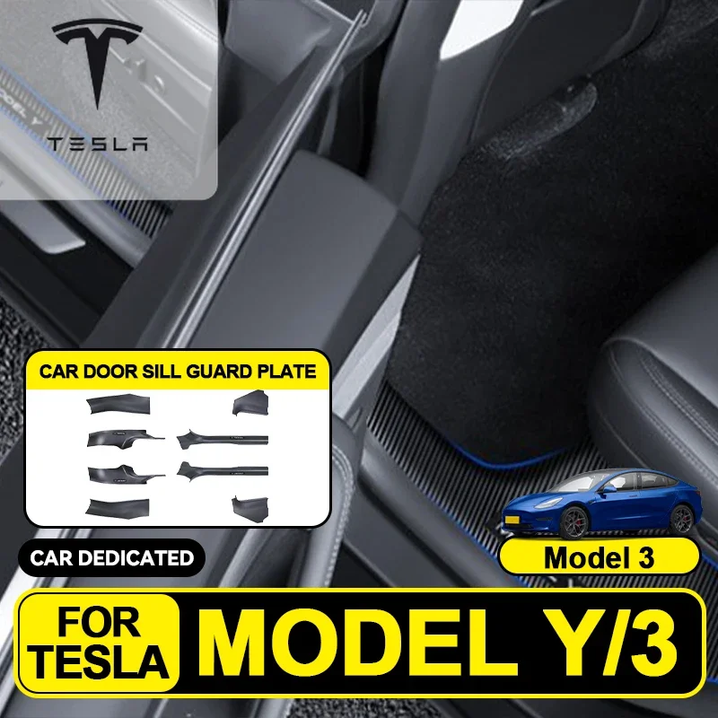 

Car Stickers 2025 Hot For Tesla Model Y Model 3 Accessories Seat Sill Protective Cover Juniper Door Sill Strip Tools Car Sticker
