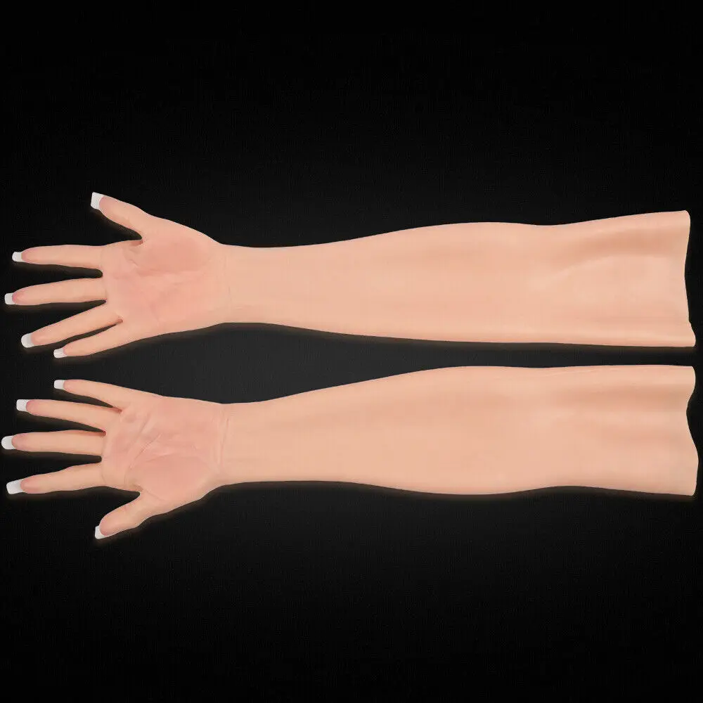 Único crossdresser silicone masculino para mulher luvas mangas prótese artificial braço mãos cobrir cicatrizes para cosplay