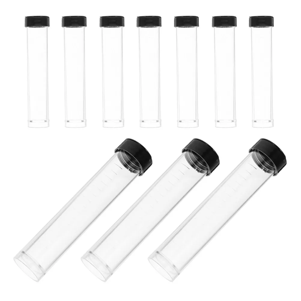 10Pcs 10Ml Clear Plastic Sample Vials with Screw Caps for Lab Testing Storage Liquid Sampling Scientific Experiments