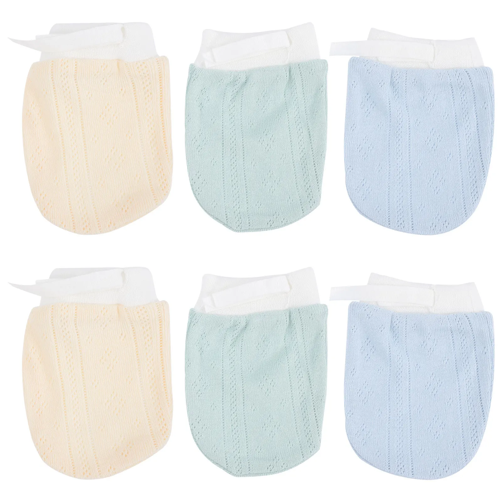 

3pcs Newborn No Scratch Mittens Baby Protective Gloves 0-6 Months Soft Elastic Cuff Multi-Color Infant Finger Sucking Stop