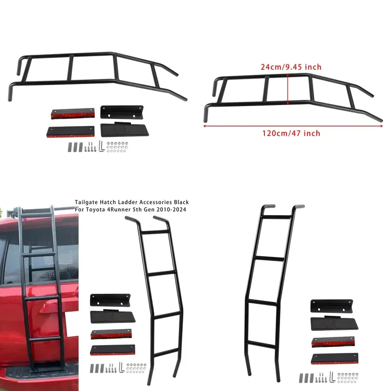 For 4Runner 5th Gen 2010-2024 Tailgate Hatch Ladder Accessories Black Climbing Ladder